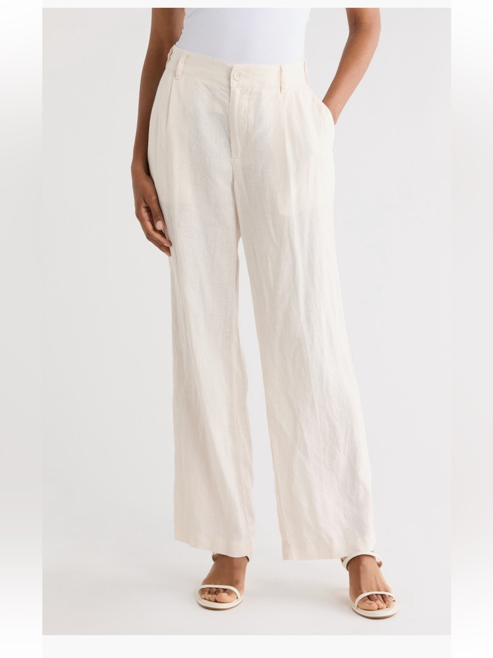 James Perse Pleated Front Linen Pants alabaster cream size 3 large NWT